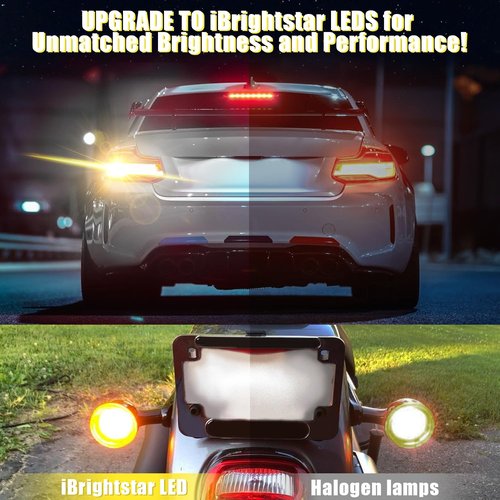 iBrightstar 3157 LED Bulb Amber, 3157a LED Turn Signal Bulbs Super Bright for vehicle Blinker Lights and Turn Signal Lights, 2 Pack
