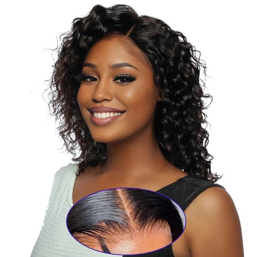 ManeMajesty 9x6 HD Lace Front Wig - 14 Inch Deep Wave 180% Density Glueless Wig for Black Women - Pre-Plucked Baby Hair & Pre-Cut Lace, Brazilian Virgin Human Hair, Natural Black 1B