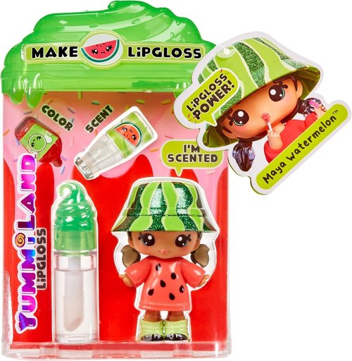 Yummiland Lipgloss Doll – Maya Watermelon – Scented Doll with DIY Gloss Kit – Suitable for Ages 4 and Up