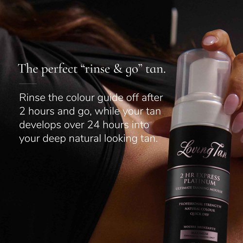 Loving Tan Platinum 2 HR Express Self Tanning Mousse, Darkest Shade Yet - Streak Free, Professional Quality Sunless Tanner- 10+ Applications per Bottle, Cruelty Free, Naturally Derived DHA, 6.7 Fl Oz