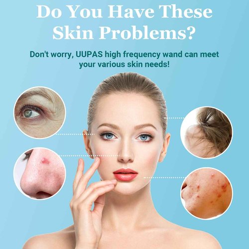 High Frequency Facial Wand - UUPAS Portable Handheld High Frequency Facial Machine with 6 Different Orange Tubes for Face/Hair/Body Home Use Device