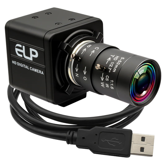 8MP USB Camera Manual Zoom 5-50mm Lens Webcam Variable Focus PC Camera Mini UVC USB2.0 USB with Camera for Computer IMX179 Close-up Camera Varifocal Web Camera Zoomable for Raspberry Pi Laptop
