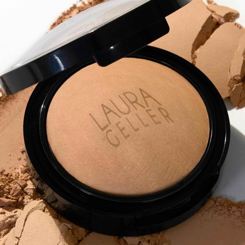 LAURA GELLER NEW YORK Matte Baked Starter Kit - Full Coverage: Double Take Powder Foundation, Porcelain and Best of the Best Face Palette and Retractable Angled Kabuki Brush