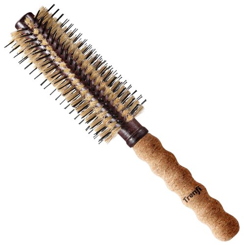 TRENFI Professional Boar & Nylon Bristle Brush | Extra-Large Barrel for Rapid Blowouts | Perfect-Control Ergonomic Cork Handle | Sweeping Volume & Liquid Shine for Long, Thick & Coarse Hair