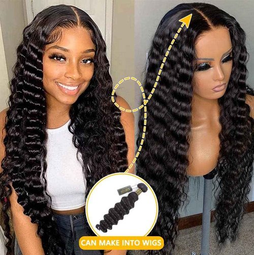QTHAIR Brazilian Loose Deep Wave Bundle 28" 16A 100% Unprocessed Brazilian Virgin Human Hair Bundles Brazilian Virgin Loose Deep Curly Human Hair Weave Wet and Wavy Curly Hair Bundle