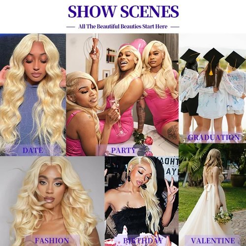 Muspluto 613 13x6 Lace Front Wig Human Hair 200 Density 613 Lace Front Wig Body Wave Blonde Wig Human Hair 613 HD Lace Frontal Wig 13x6 Pre Plucked With Baby Hair Blonde Lace Front Wigs 22 Inch