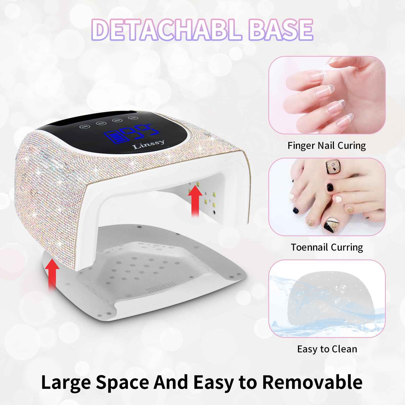 Linssy 96W UV LED Cordless Nail Lamp,Nail Dryer with 42 Beads,UV Light for Gel Nails Manicure for Fingernails & Toenails,Professional LED Nail Lamp for Salons with 4 Timers and Smart Sensor (Diamond)