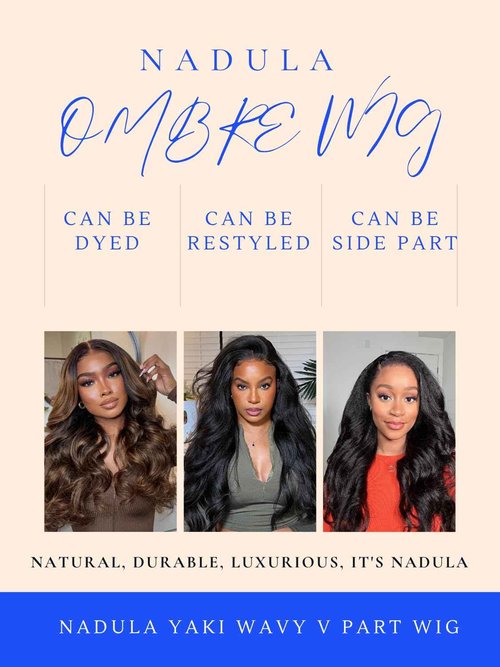 Nadula Yaki Wavy V Part Drawstring Wig Human hair with Blow Out Bangs, Glueless EasiContour Vpart Wigs No Leave Out Beginner Friendly Clip In V Shape Wigs Upgrade Wavy U Part Wig 150% Density 16inch