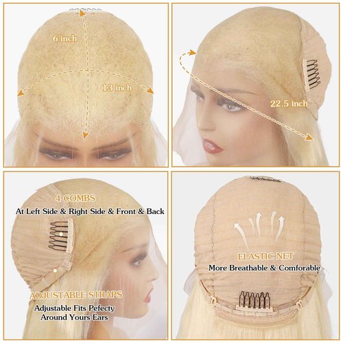 BZN 613 13x6 Lace Front Wig Human Hair 28 Inch 200 Density 613 Lace Frontal Wig Blonde Wig Human Hair Straight 613 HD Lace Frontal Wig Pre Plucked With Baby Hair