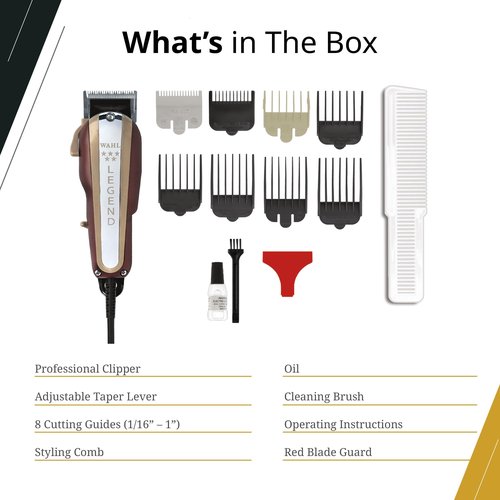 Wahl Professional 5 Star Legend Corded Clipper Adjustable Taper Lever Includes 8 Cutting Guides