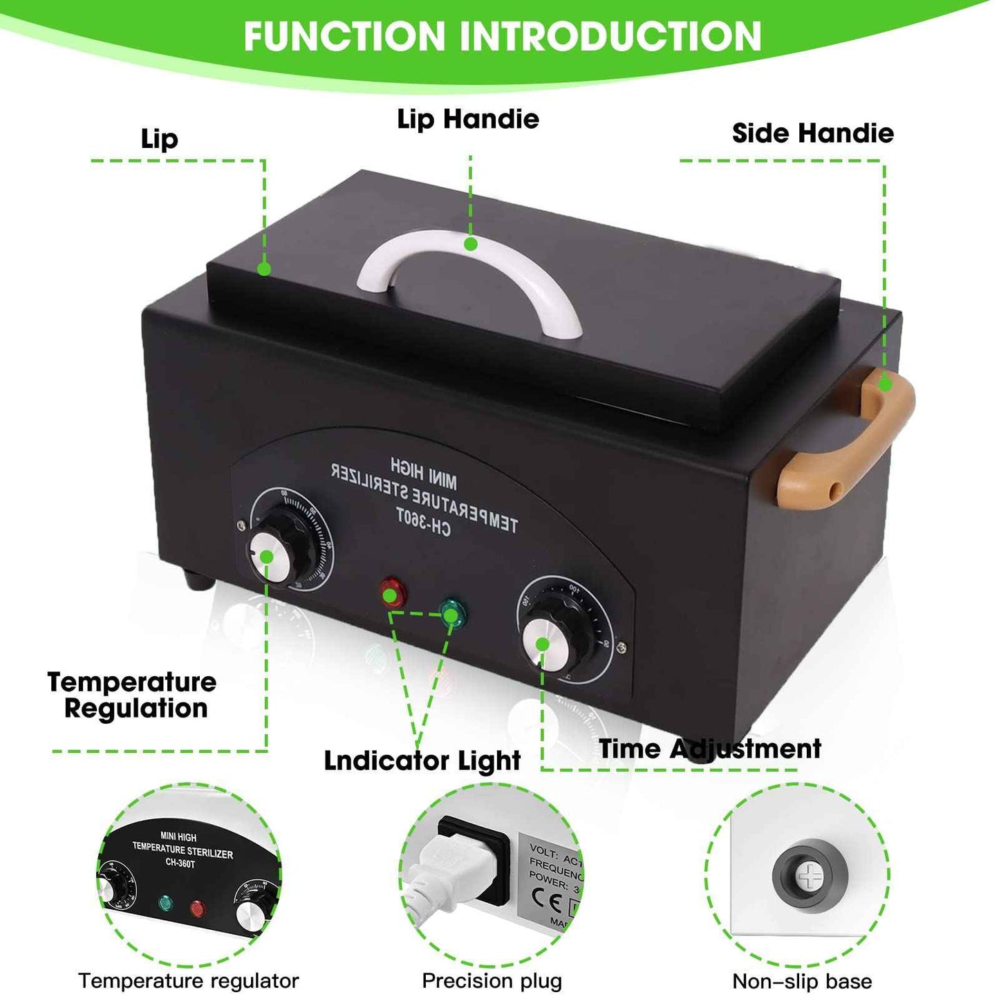 GGAIFbp Sterilizer for Nail Tools 1.5L 110V 300W High Temperature Metal Clean Box with Adjustable Timer Temperature Sterilizer Cabinet for Manicure SPA Salon Metal Hairdressing Tool Equipment(black)