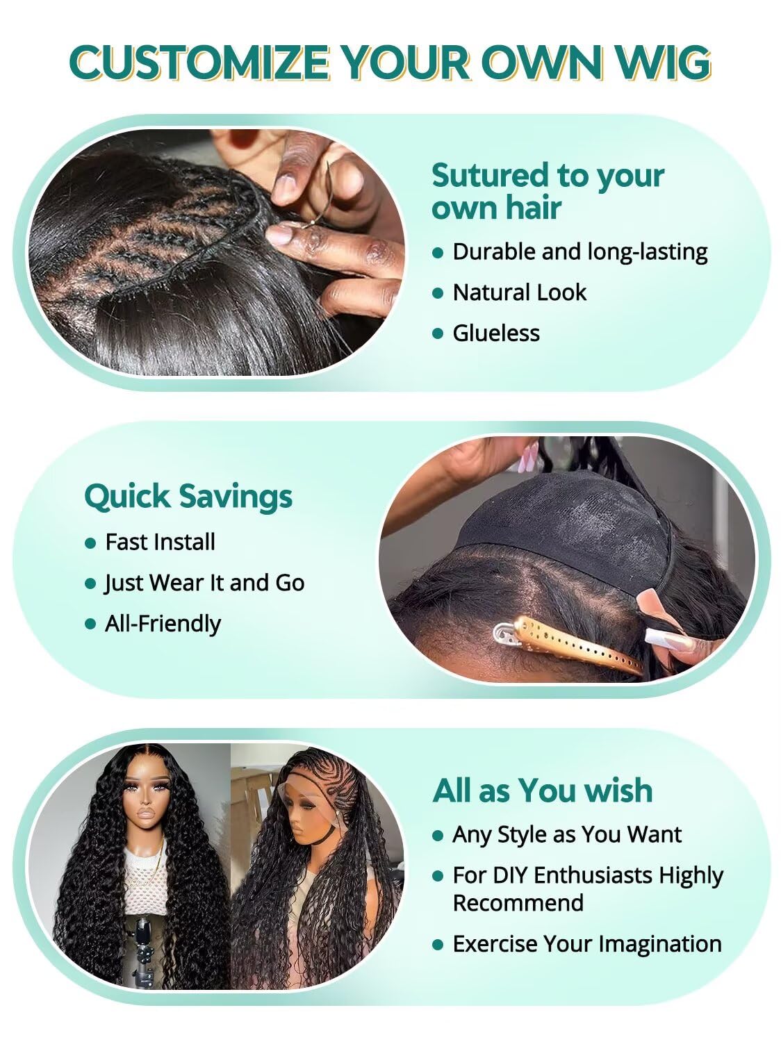 12A Deep Wave Human Hair Bundles 18 20 22 Inch Raw Curly Bundles Human Hair 100% Unprocessed 3 Bundles Brazilian Virgin Human Hair Extensions Quick Weave Natural Black Color