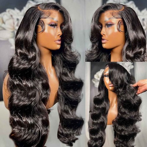 Afribye 30 inch 13x6 Body Wave Lace Front Wigs Human Hair Pre Plucked 200% Density Body Wave Frontal Wigs HD Lace Wig Glueless Wigs for Black Women Human Hair Deep Loose Wave Wig