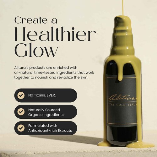 Alitura Anti-Aging Peptide & Collagen Gold Serum for Face – with Vitamin A, CoQ10 & Astaxanthin – Korean-Inspired Hydrating Serum for Wrinkles, Radiance & Firmness – 50ml