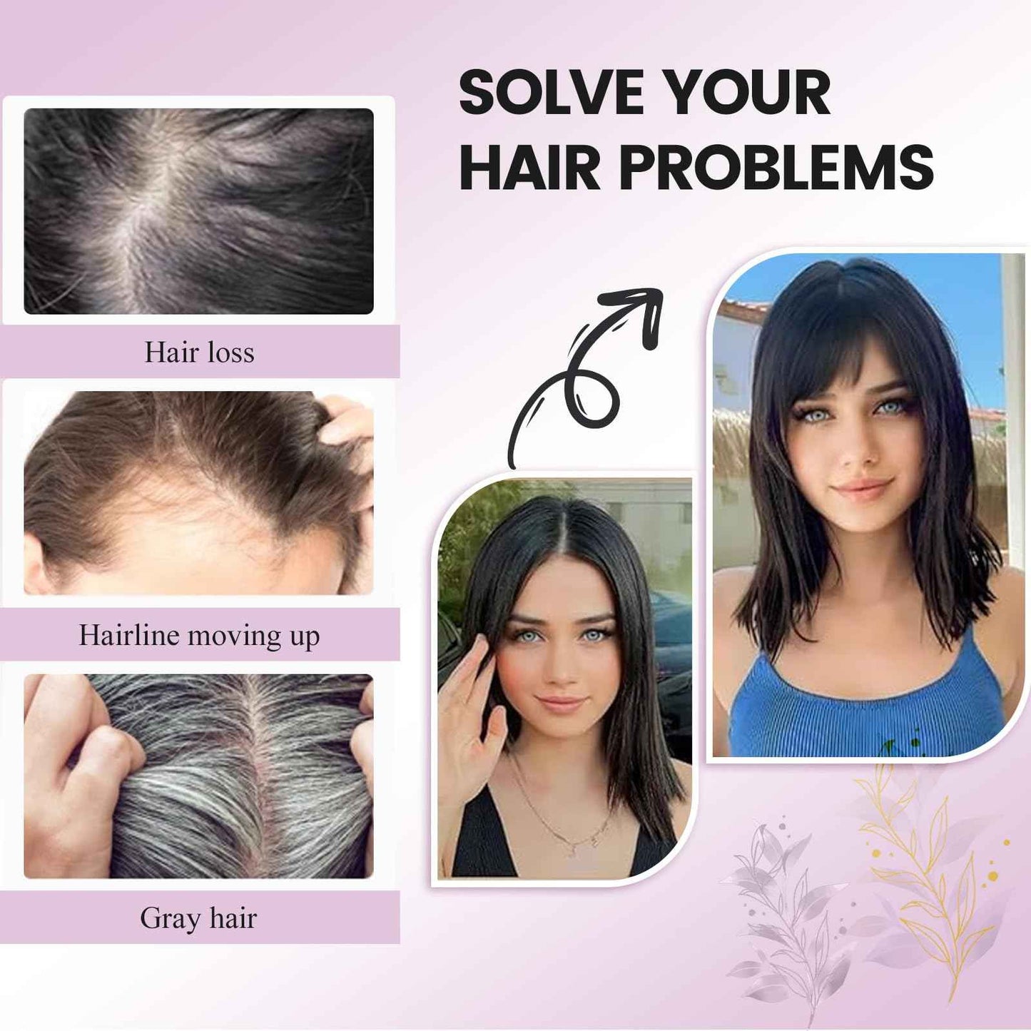 Human Hair Toppers with Bangs Hair Toppers for Women Remy Human Hair Hand-stitched 360°3D Coverage Natural for Thinning HairPieces for Women with Thinning Hair Swiss Base(4T4/27#)