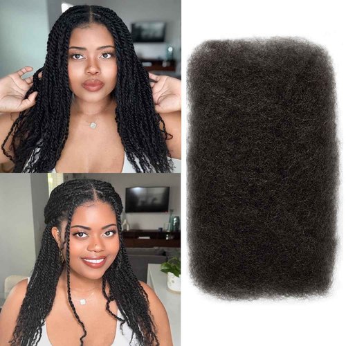 Afro Kinkys Bulk Human Hair,18 Inch 50g/Pack Afro Kinky-Curly Human Hair Bulk for Mini Twist, 4C Bulk Human Braiding Hair For Micro,Crochet,Repair, Dreadlocks,Locs Extensions