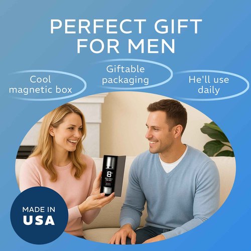 8+ Face Cream for Men | Advanced Hydrating Formula with 8 Active Ingredients | Smooths Fine Lines | Firms and Brightens Skin | Under Eye Care for Dark Circles | Fast Absorbing | Made in USA | 1.7oz