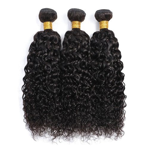 Hailookmey Human Hair Bundles Natural Black Color Jerry Curly Brazilian Unprocessed Virgin Human Hair Quick Weave Extensions (26 28 30 Inch Natural Jerry Curly)