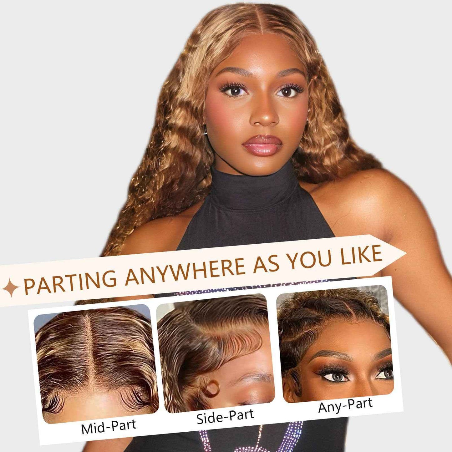 26 Inch Highlight Ombre Deep Wave Lace Front Wigs Human Hair Wig 13x6 Honey Blonde Wig Human Hair HD Glueless Deep Wave Wig 4/27 Colored Wet and Wavy Curly Wig Pre Plucked for Women