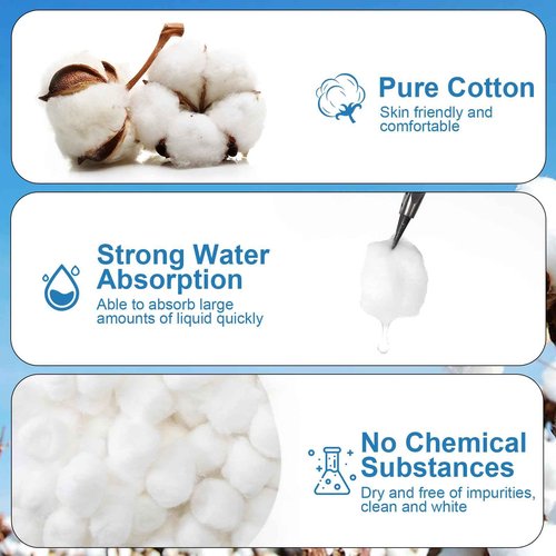 Heigble 4000 Pcs Soft Cotton Ball Bulk Organic Medium Cotton Ball for Absorbent Multipurpose Pure Nail Polish Remover Makeup Removal First Aid Face Crafting Cleaning Skin Applying Lotion