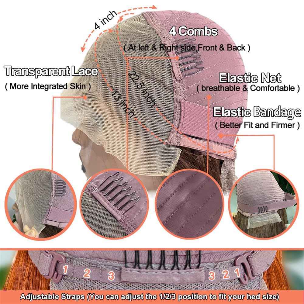 Ginger Orange Lace Front Wigs Human Hair Body Wave 13x4 HD Transparent #350 Ginger Lace Front Wig Human Hair Wear and Go Glueless Ginger Wigs Human Hair Pre Plucked Colored Wigs For Black Women