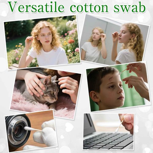 LECEHIVO 11000 Pcs Double Round Cotton Swabs Bulk Travel Size Cotton Buds with Wooden Sticks for Ear Cleaning, Makeup, Daily Use, Pet Care, Arts Crafts