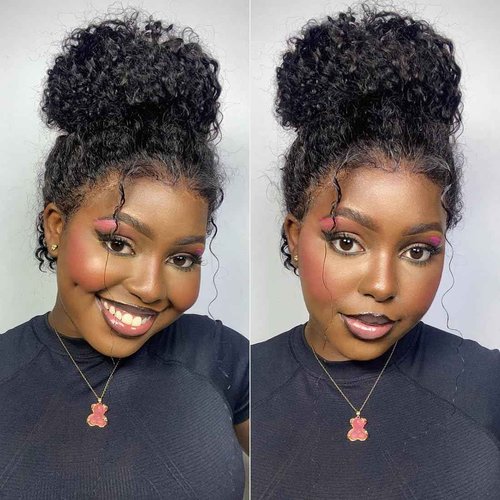 Healthair Water Wave Invisible 360 Lace Front Wigs Human Hair 4C Edge Hidden Strap Pre Cut Lace Pre Bleached Knots Glueless 360 HD Full Lace Wigs for Women (18inch)