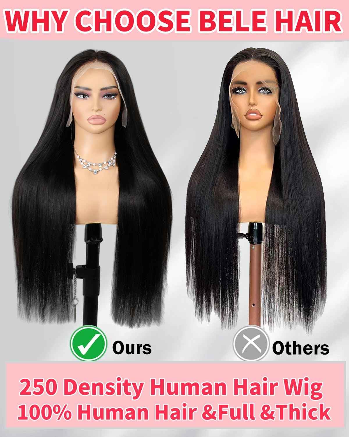 250% Density 13X4 HD Lace Front Wigs Human Hair Straight Lace Front Wigs Human Hair pre plucked Glueless Frontal Wigs for Women Natural Black (250 Density Straight Wig 18inch)