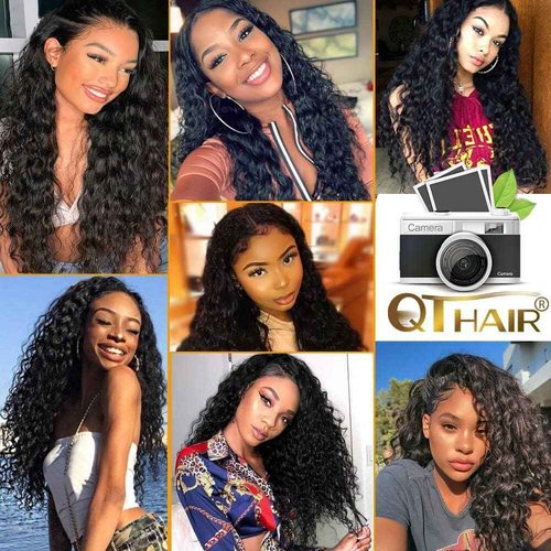QTHAIR 16A Water Wave Transparent HD Lace Closure 4x4 Lace Closure Free Part Closure Water Wave Human Hair Closure 24" #1b 150% Density Unprocessed Wet and Wavy Virgin Human Hair Lace Frontal Closure