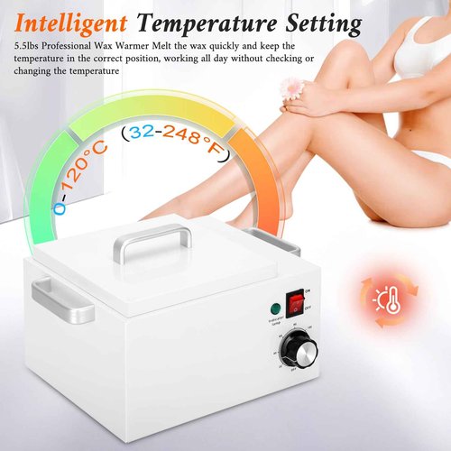 5.5 lbs Wax Pot Warmer Professional for Hair Removal,Large Wax Pot with 32-248℉(0-120℃) Temperature Adjustment Settings for Home,Beauty Salon,Spa,Barber Shop,Gift