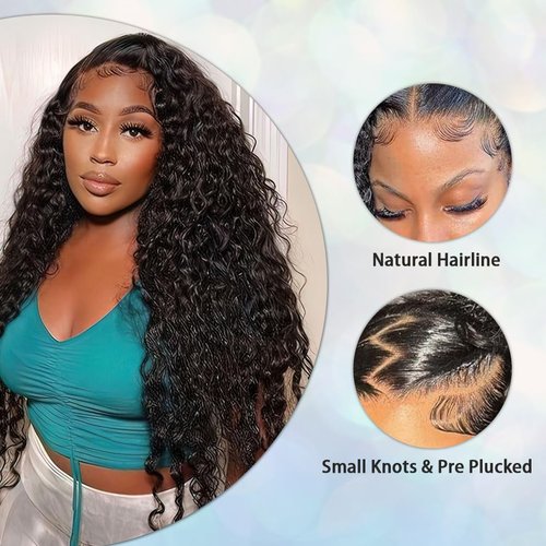 13x6 HD Lace Front Wigs Deep Wave Human Hair for Women Glueless Brazilian Virgin Lace Frontal Wig Human Hair Pre Plucked With Baby Hair Natural Color 20 inch