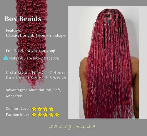 Ubinica Color Burgundy Deep Wave Human Braiding Hair for Boho Braids 2 Bundles Total 100g 24 Inch Deep Wave Bulk Braiding Hair for Boho Braids