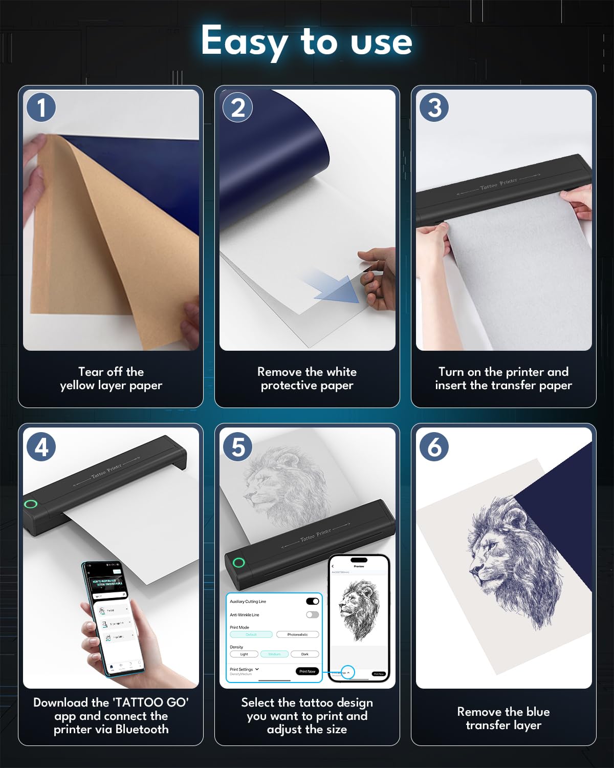 2025 New Wireless Tattoo Stencil Printer with 10 pcs of Transfer Paper,Tattoo Printer Machine for Tattoo Artists& Beginners,Compatible with Phone&PC