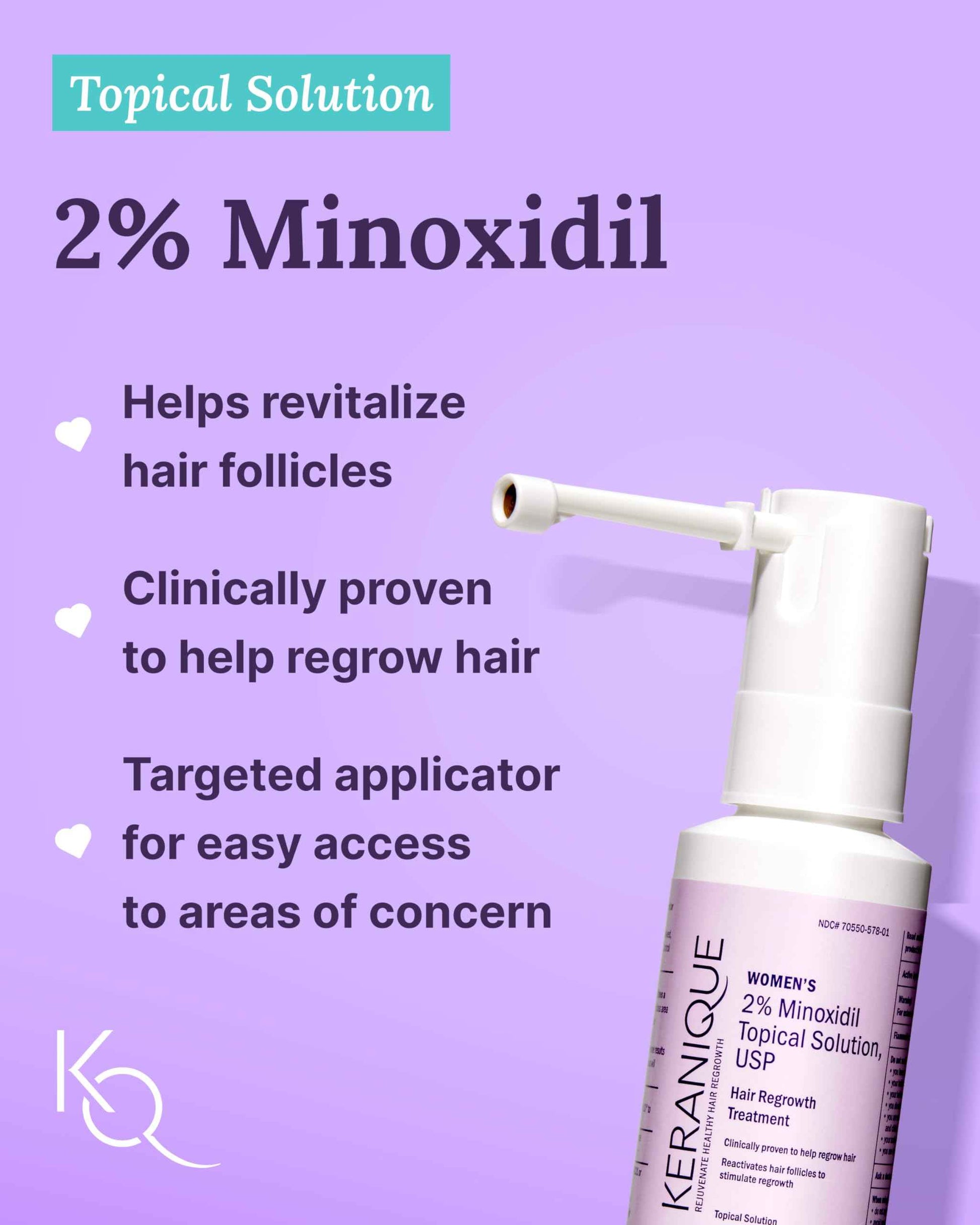 Keranique Hair Growth Products Set - 2% Minoxidil Keranique Hair Regrowth Treatment for Women - Deep Hydrating Shampoo and Conditioner - Hair Thickening & Volumizing Spray - Hair Loss Treatment System