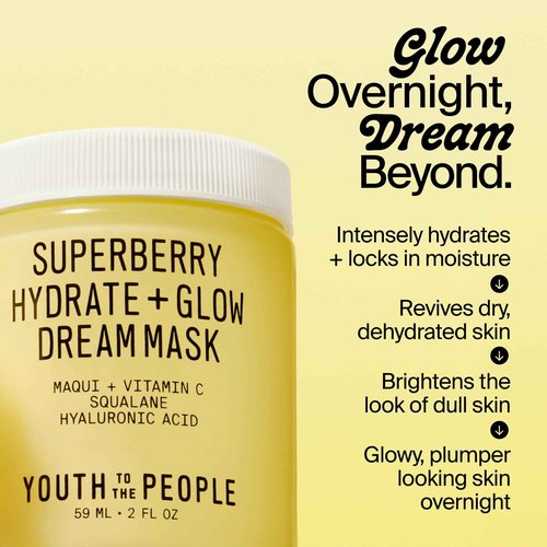 Youth To The People Hydrate + Glow Day to Night Duo, 2-Pc Skincare Bundle Set for Smooth + Radiant Skin, Superberry Dream Oil (1oz) + Superberry Overnight Dream Mask (2oz), Dull/Dry Skin Types