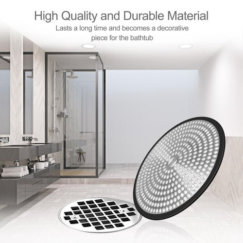 LEKEYE Shower Drain Hair Catcher | Strainer | Shower Stall Drain Cover | Bathroom Drain Protector Stainless Steel and Silicone(Black)