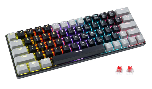abucow Mechanical Keyboard Wired Swappable Gaming Keyboard with Colorful Backlit Custom 63 Keys (Black-Gray)