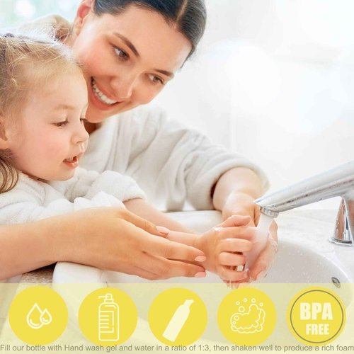 Lil Ray 100PCS White Foam Bottle with Gold Pump, Empty Travel Foaming Dispensers for Hand Soap,Lash Shampoo(2 Oz)