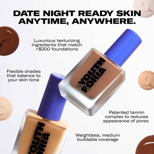 Youthforia Date Night Skin Tint Serum Foundation, Light-Medium Coverage, Hydrating Formula, Vegan & Cruelty-Free, 120 Fair - Neutral with Cool Undertones