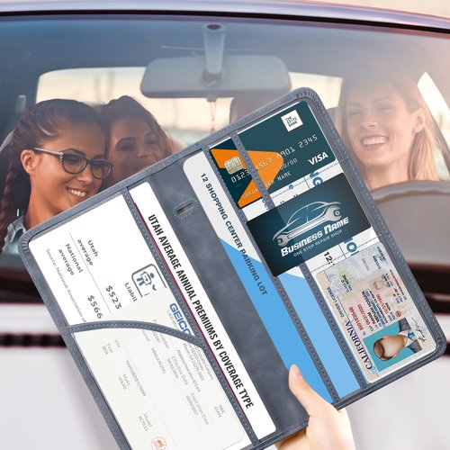 CoBak Car Registration and Insurance Holder - Vehicle Glove Box Car Organizer,Auto Truck Comparment Accessories Case with Magnetic Closure for Driver License,Cards