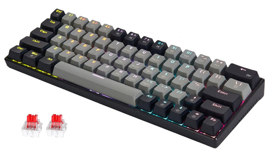 abucow Mechanical Keyboard Wired 60% Gaming Keyboard with Colorful Backlit Custom 63 Swappable keycaps (Gray-Black)