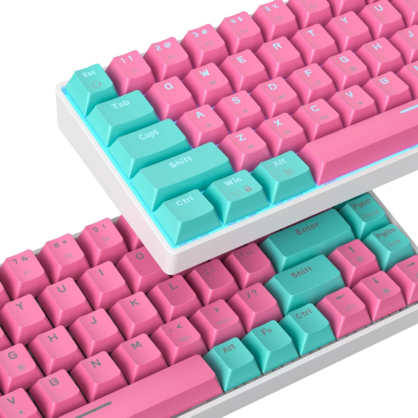 60 Percent Gaming Keyboard Mechanical with Linear Red Switch, 65% Wired Ultra-Compact Mini Keyboard Rainbow with PBT Keycaps for Ps4/Ps5/Xbox(68 MonsterB)