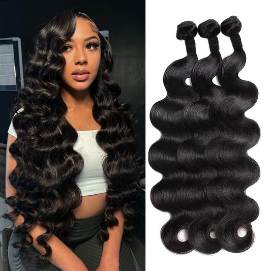12A Unprocessed Brazilian Human Hair Body Wave human hair bundles 3 Bundles 20 22 24 Inch 300g/Pack Natural Black soft Smooth Double Weft Quick Weft Extensions for Women