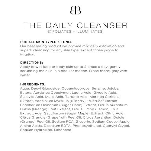 biba de sousa, The Daily Cleanser - Face and Body Wash with Exfoliating Beads, For Normal, Oily or Blemished Skin - Illuminates and Refines Skin Surface (8 oz)
