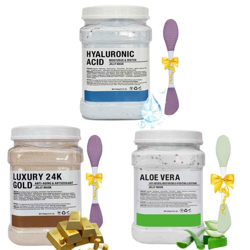 Ouhans Jelly Mask Powder for Facials Care,Hyalorunic Acid 24k Gold Aloe Vera Jelly Masks for Facials Professional