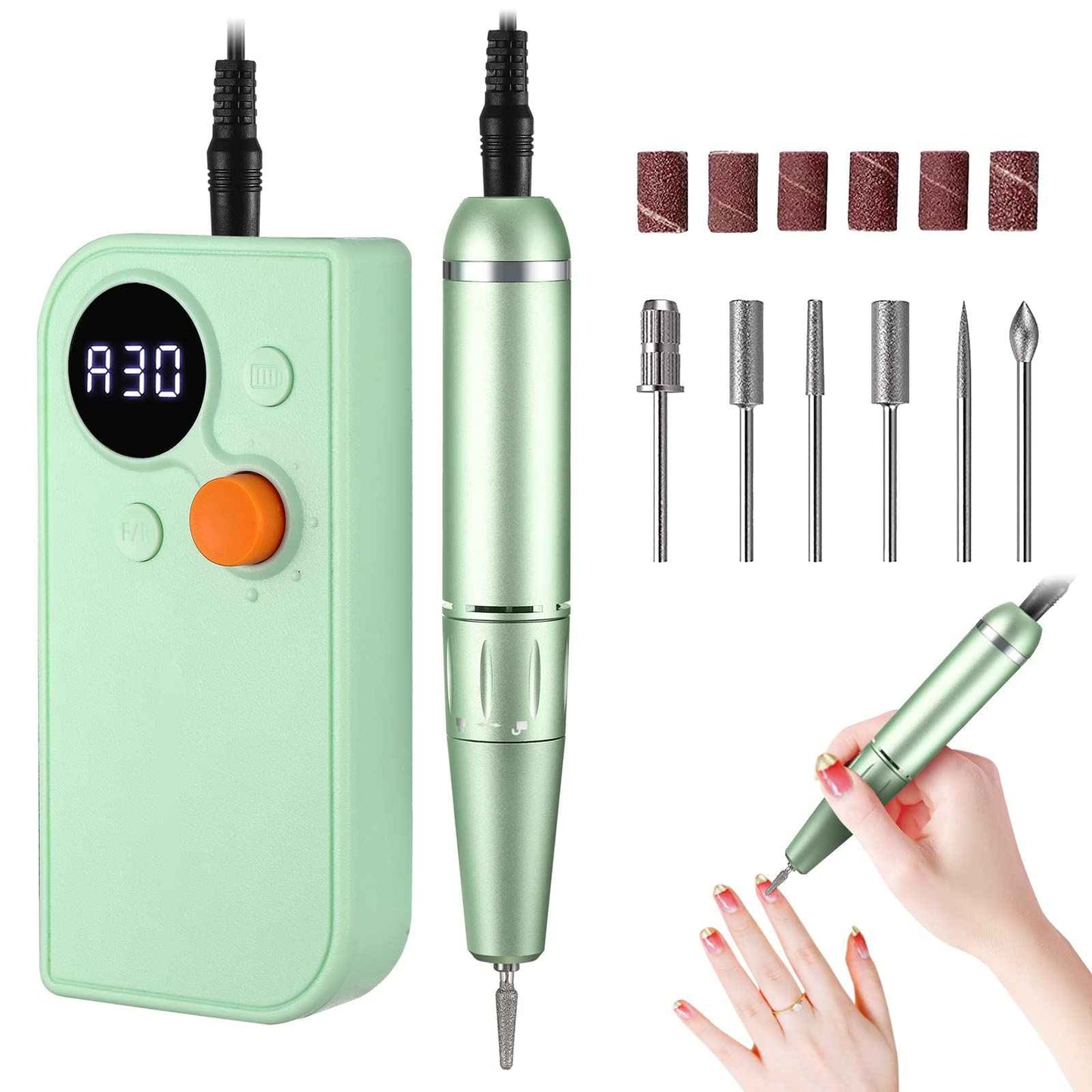 Professional Portable Nail Drill Kit Rechargeable Nail Machine Electric Cordless E-File Nail Drill Set with 7 Nail Bits, Manicure Pedicure Tool