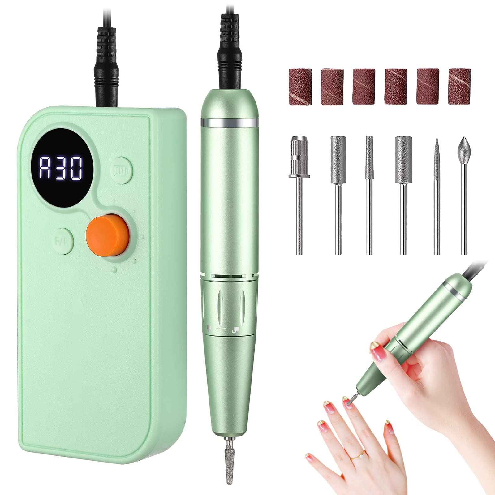 Professional Portable Nail Drill Kit Rechargeable Nail Machine Electric Cordless E-File Nail Drill Set with 7 Nail Bits, Manicure Pedicure Tool