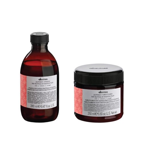 Davines Alchemic Red Shampoo & Conditioner, Safe Cleansing for Color Treated Hair, Illuminate & Enhance Colored Hair, 8.84 & 9.46 fl. oz.