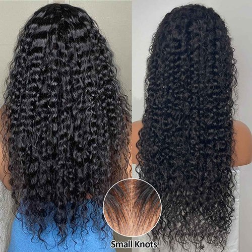 Water Wave 13x4 HD Lace Front Wigs Human Hair 180 Density Wet And Wavy Human Hair Wig Pre Plucked Wigs for Woman With Baby Hair Natural Black Color 24 Inch