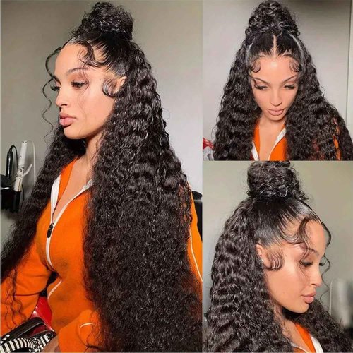 SODLIS 28 Inch 13x6 Deep Wave Lace Front Wigs Human Hair Pre PLucked 13x6 HD Lace Front Wigs Human Hair For Black Women (Natural Color,28 Inch